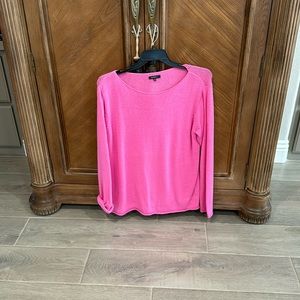 Bright pink cotton linen blend sweater